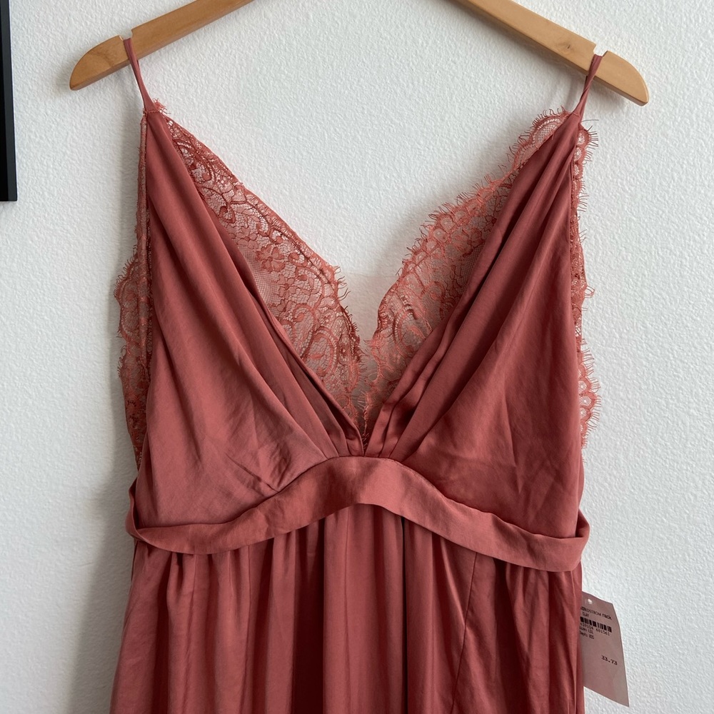 Rose Pink Maxi V-Neck Dress (open back) NWT